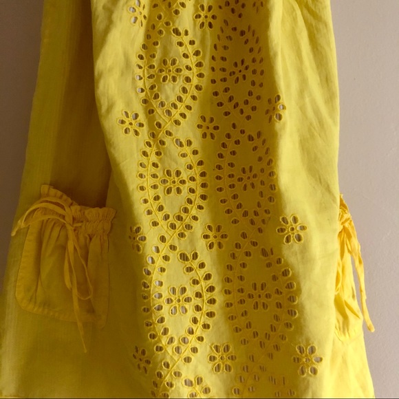 Iris Basic Yellow Eyelet Strapless Dress - Picture 2 of 9